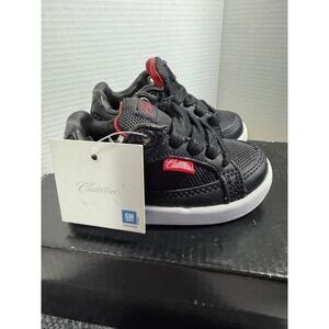 Cadillac Reno Mesh Lo Boys 4 Black Red Leather Mesh Sneakers NWT GM‎ Licensed